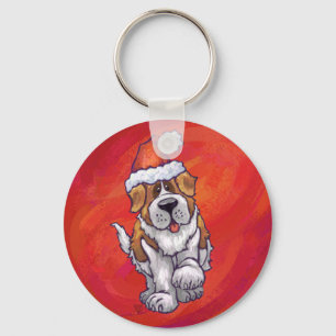 Chaveiro Natal de St Bernard no vermelho