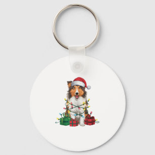 Chaveiro Natal do Cachorro Collie Rough Rough Hat