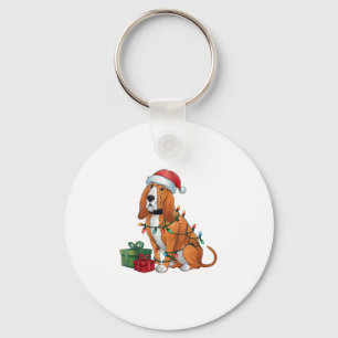 Chaveiro Natal do Cachorro de Sangue do Santa Hat