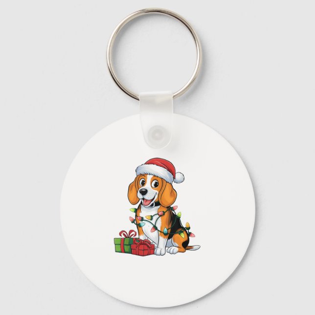 Chaveiro Natal do Cachorro de Santa Hat Lighting (Frente)