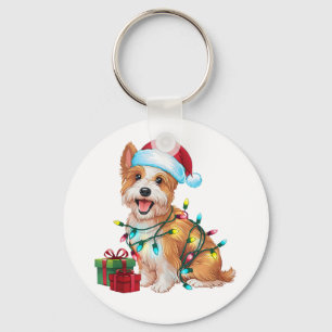 Chaveiro Natal do Cachorro do Vestido de Santa Hat