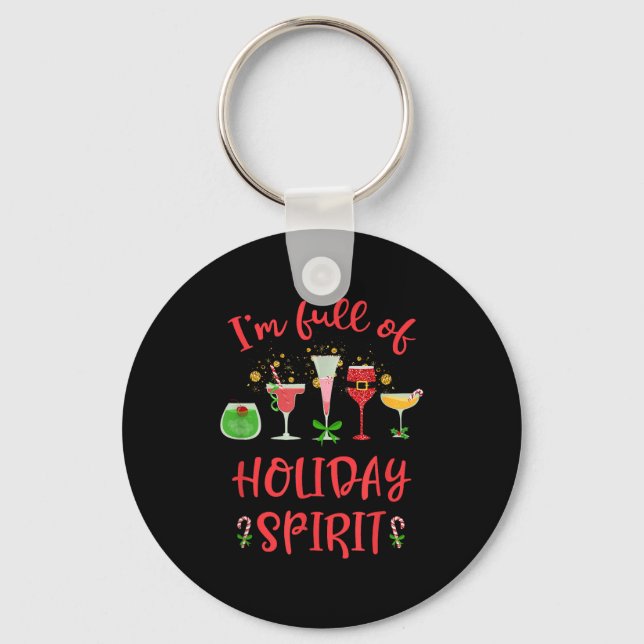 Chaveiro Natal engraçado Beber Estou Cheio De Espírito Nata (Frente)