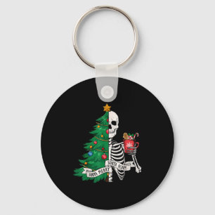 Chaveiro Natal engraçado meio alegre meio Y esqueleto Natal
