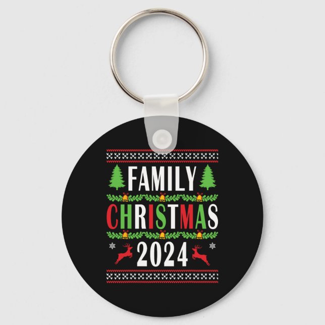 Chaveiro Natal Familiar 2024 Árvore Xmas Engraçado de Corre (Frente)