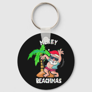 Chaveiro Natal Feliz na Praia em Julho Funny Santa Xmas Poo