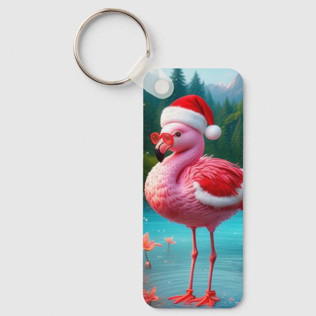 Chaveiro Natal Flamingo Como Papai Noel-47475 (Frente)