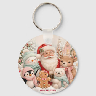 Chaveiro Natal fofo com Papai Noel, Pinguim, Urso, Rena