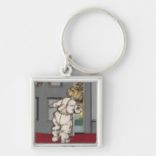 Chaveiro Natal GreetingsKid que espreita para o papai noel