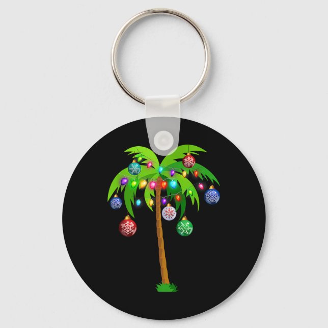 Chaveiro Natal Lights Palm Tree Fun Hawaii Beach Tropic (Frente)