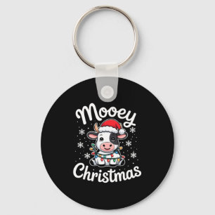 Chaveiro Natal Mooey Vaca Fofa Com Chapéu de Papai Noel E F