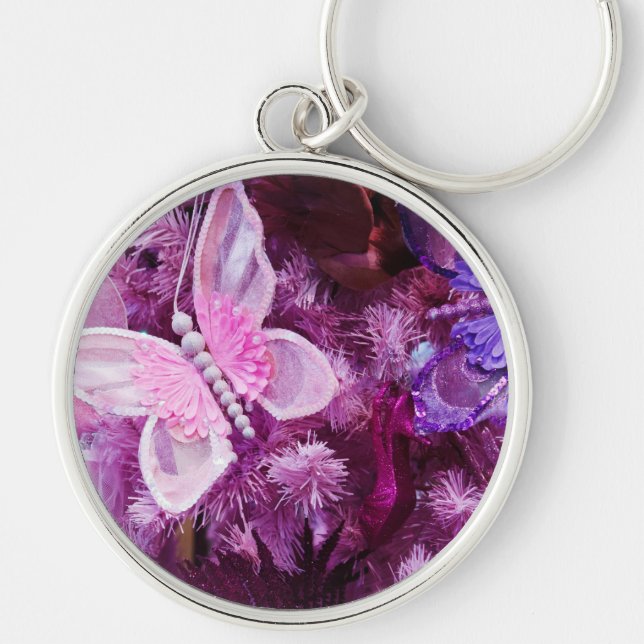 Chaveiro Natal no rosa e no roxo (Frente)