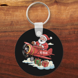 Chaveiro Natal Papai Noel Piloto Voando Avião Presente