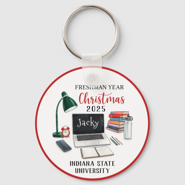 Chaveiro Natal Personalizado do Ano de Calouro para Faculda (Frente)
