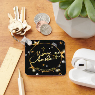 Chaveiro Natal Personalizado para Estrelas Negras Douradas