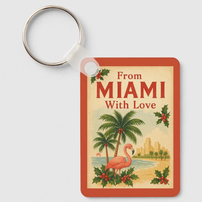 Chaveiro Natal Vintage de Miami Com Amor  (Frente)
