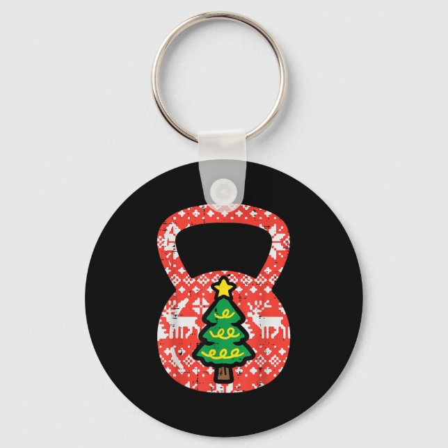 Chaveiro Natal Workout Kettlebell Xmas Gym Exercício Wom (Frente)