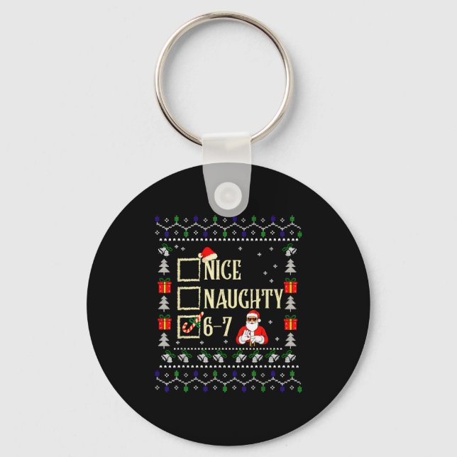 Chaveiro Naughty Nice Six Seven Kids Ugly Christmas Sweater (Frente)