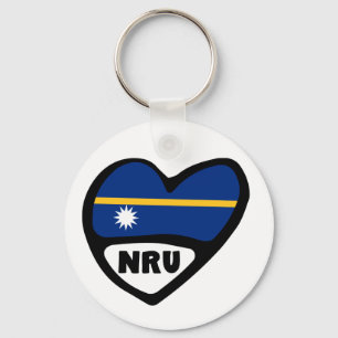 Chaveiro Nauru Country Code Flag Heart Keyring, NRU