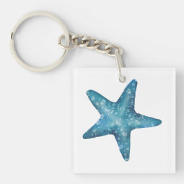 Chaveiro Nautical Watercolor Blue Starfish