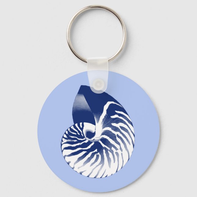 Chaveiro Nautilha - marinho, branco e azul claro (Frente)