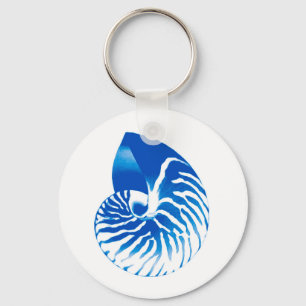 Chaveiro Nautilus shell - azul de cobalto e branco