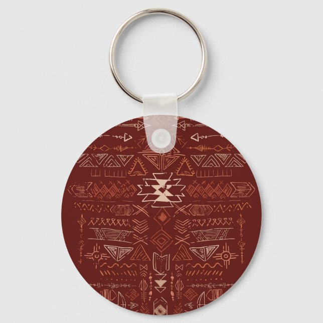 Chaveiro Navajo Aztec: Padrão Étnico De Doodle. (Frente)