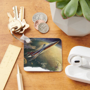 Chaveiro Nave Espacial de Ficção Científica Vintage Avião T