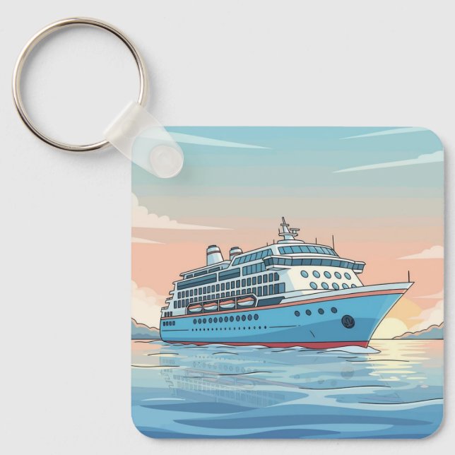 Chaveiro Navio cruzeiro no oceano (Frente)