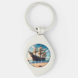 Chaveiro Navio de pirata de praia tropical