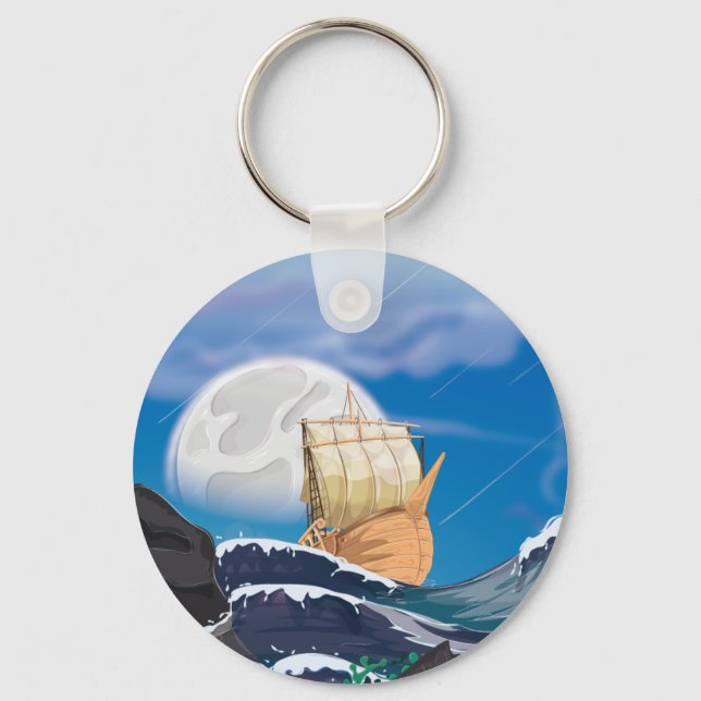 Chaveiro Navio de vela no Oceano Storm (Frente)