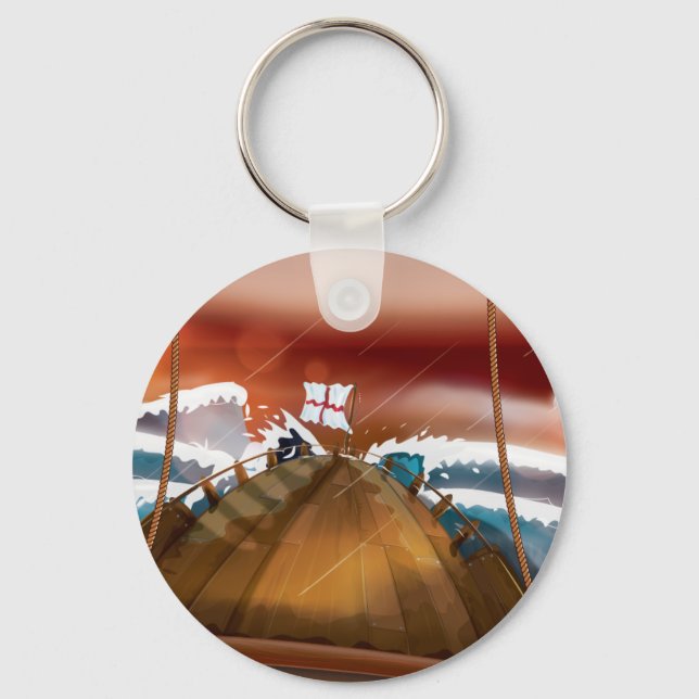 Chaveiro Navio de Velas de Tempestade Oceânica (Frente)