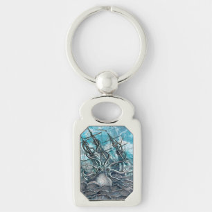 Chaveiro Navio gigante Octopus Blue Sea Monster