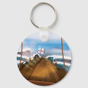 Chaveiro Navio no Oceano Atlântico Stormy