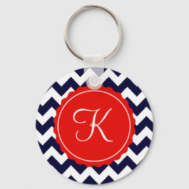 Chaveiro Navy and Red Zig Zag Custom Initial