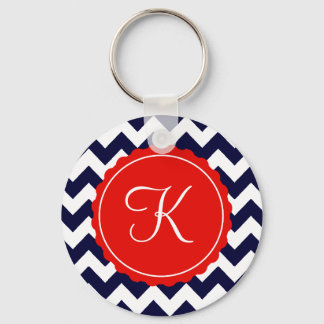 Chaveiro Navy and Red Zig Zag Custom Initial
