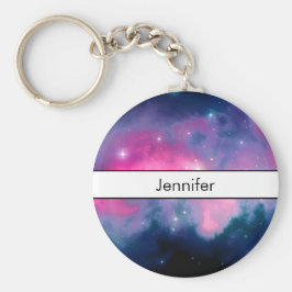 Chaveiro Nebulosa da Galáxia Rosa e Azul e Abstrato das Est