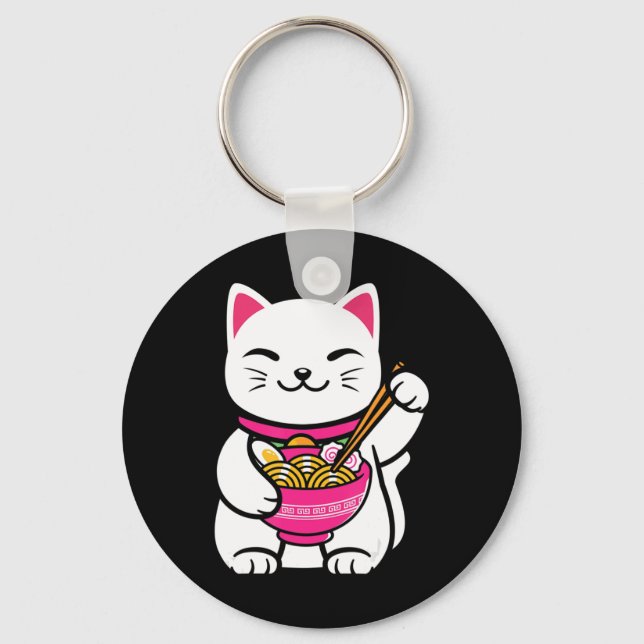 Chaveiro Neko Cat Ramen Anime Kawaii Presente de adolescent (Frente)