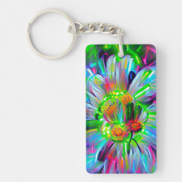 Chaveiro Neon Abstrato Daisies com cores vívidas