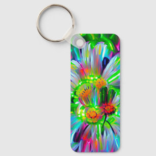 Chaveiro Neon Abstrato Daisies com cores vívidas