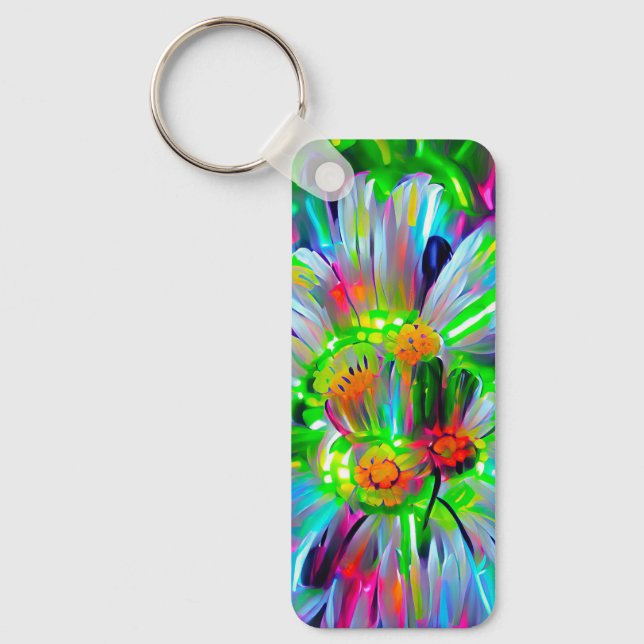 Chaveiro Neon Abstrato Daisies com cores vívidas (Frente)