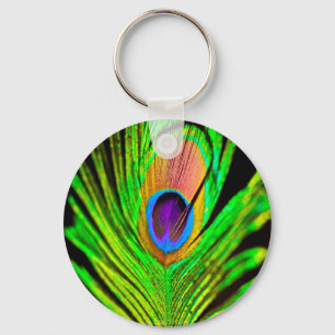 Chaveiro Neon Colors Peacock Feather