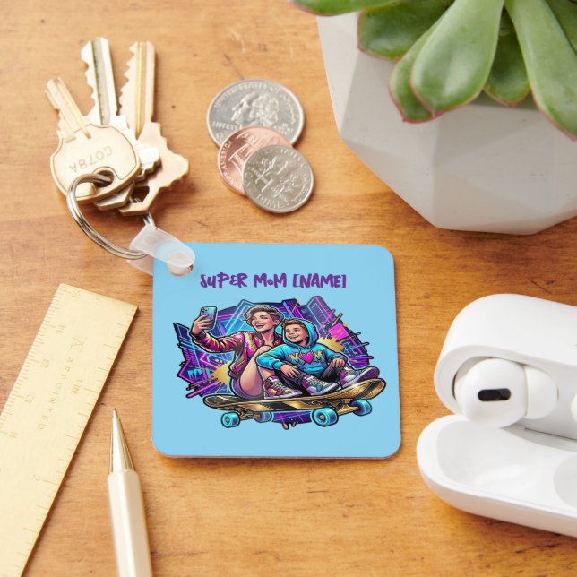 Chaveiro Neon Drive Keychain: Mother & Son Skate Gift (Mesa)