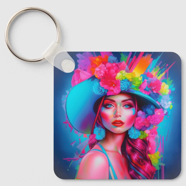 Chaveiro Neon Fantasy Floral Retrato (Frente)
