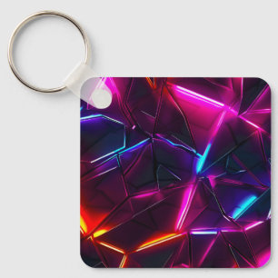 Chaveiro Neon Geométrico Abstrato Futurista Cyberpunk