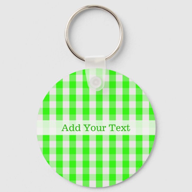 Chaveiro Neon Green Gingham Patterno de Shirley Taylor (Frente)
