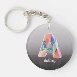 Chaveiro Neon Pastel Sculptural 3D Letter A