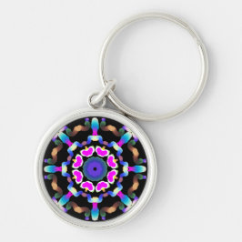 Chaveiro *~* Neon Pink Blue Mandala em preto