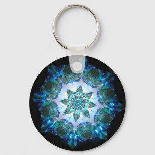 Chaveiro Neon Starburst Brilhante Caleidoscópio Azul