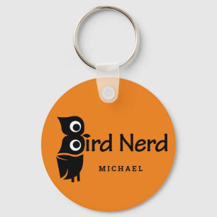 Chaveiro Nerd de aves e Nome Personalizado de Coruja Laranj