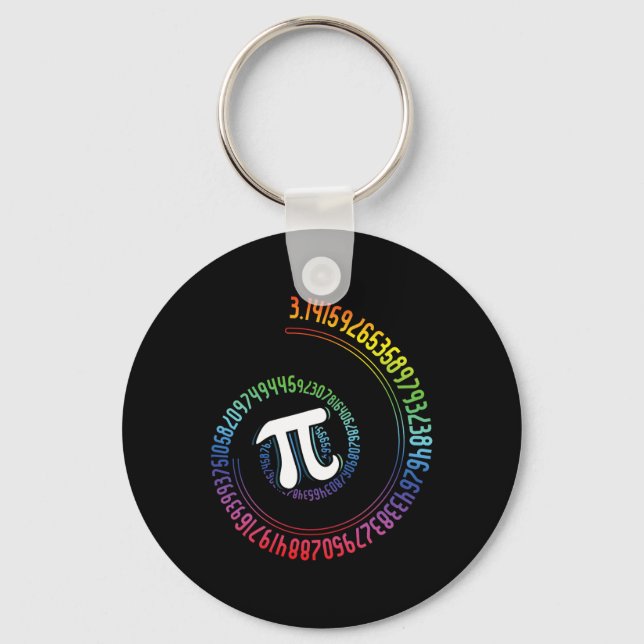 Chaveiro Nerd Espiral Arco-Íris, Geek Matemático, Dia Pi (Frente)